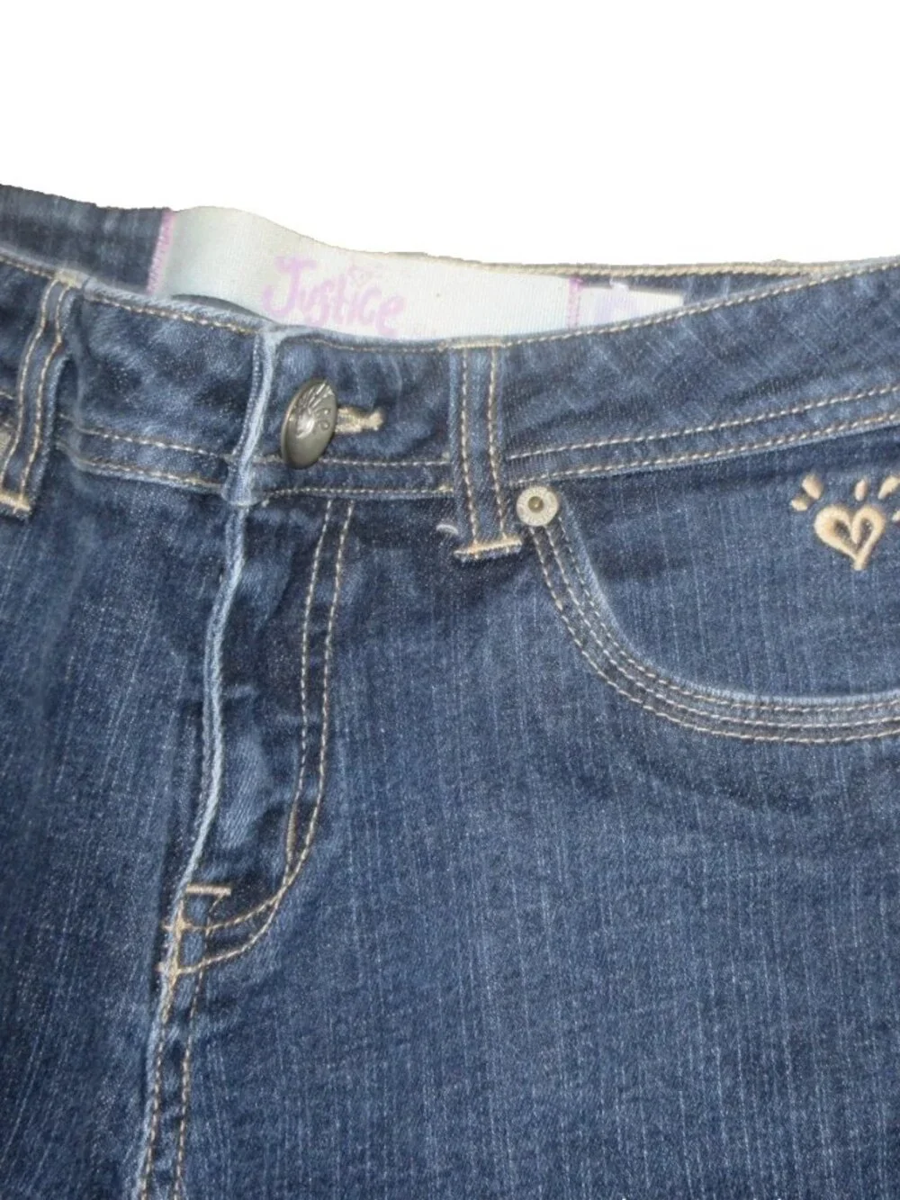 justice girls dark denim blue jeans straight leg sz 12R zipper Button